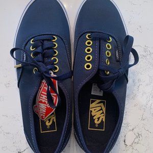 Vans Limited Edition Shoes Navy Blue Gold Low Top Sneakers Brand New Women 8